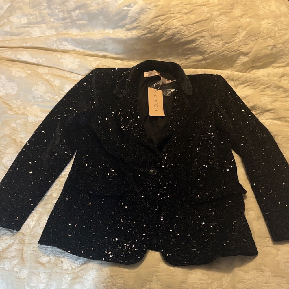 ESQUALO Black Sequin Blazer